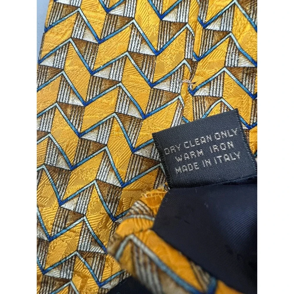 ERMENEGILDO ZEGNA Men's Silk Necktie ITALY Designer‎ Geometric L: 59.5